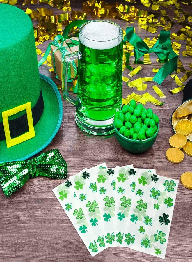 مارسبارك مناديل مارسبارك 100 قطعة لعيد القديس باتريك، مناشف ورقية للضيوف، مناشف يد خضراء للاستخدام مرة واحدة بنقشة البرسيم الأخضر للمنزل والمطبخ، لوازم حفلات عيد القديس باتريك الثقافية الأيرلندية (البرسيم الأخضر) - Image 4